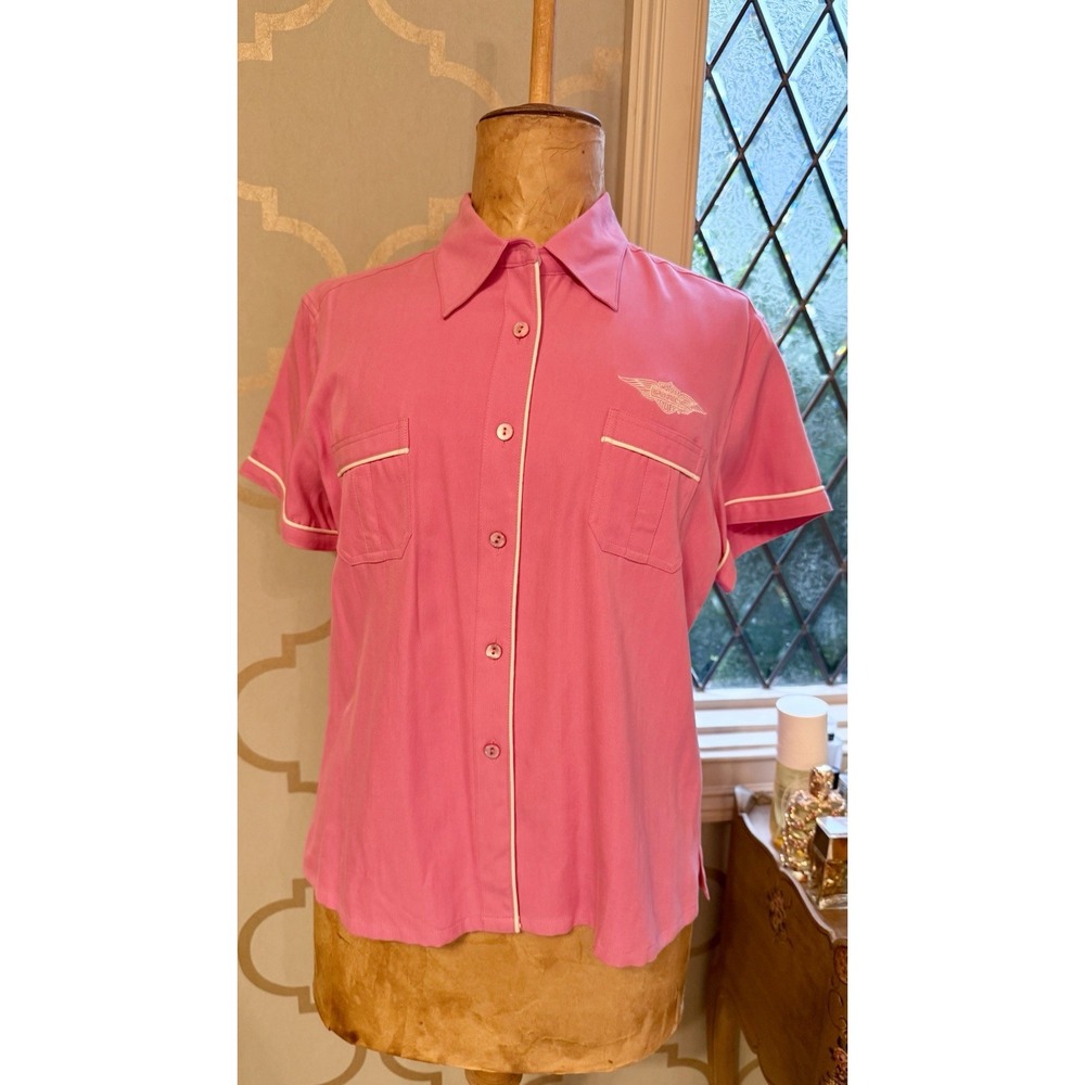 RARE Harley-Davidson x Tori Richard Silk Club Shirt Pink Women's L NWT‎